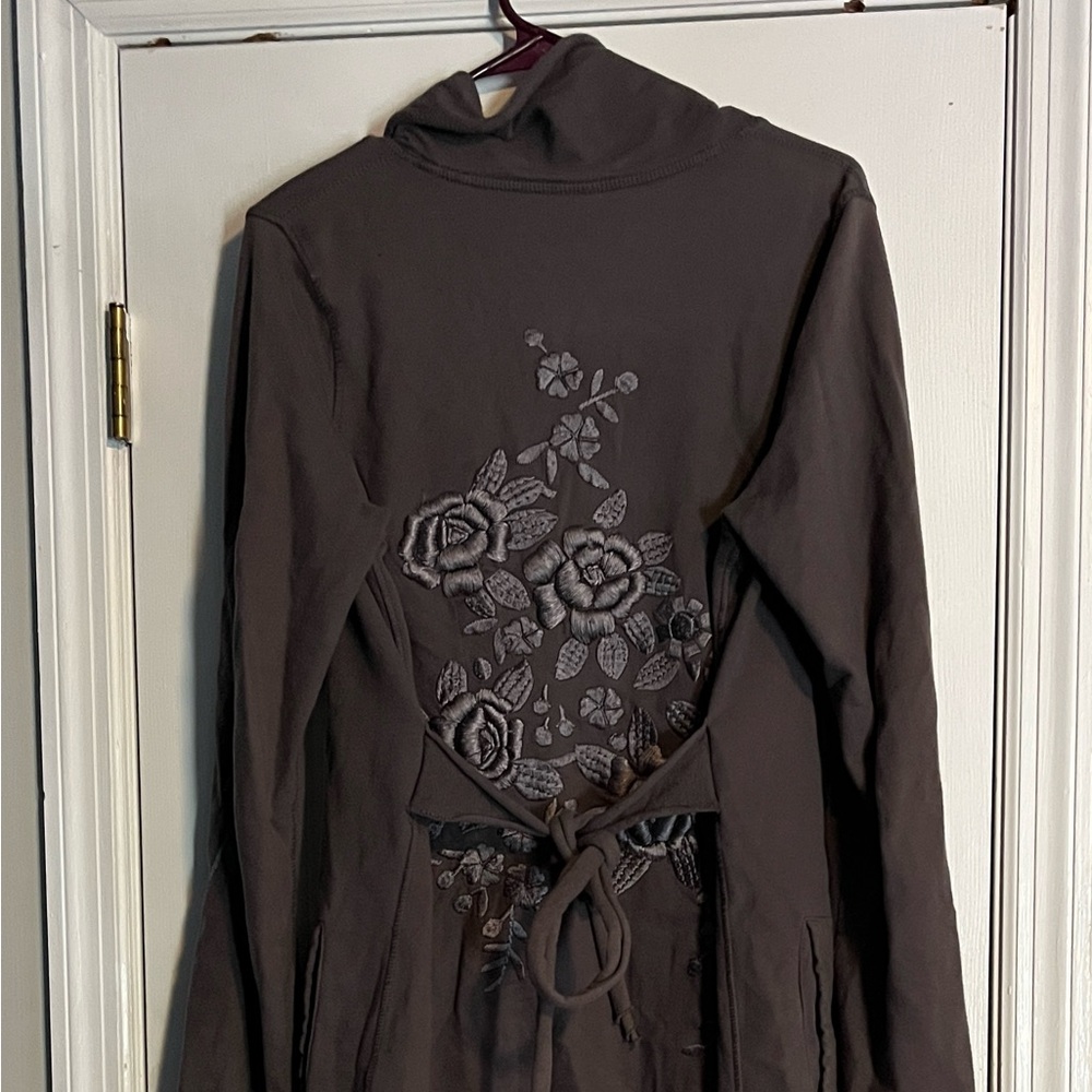 Lucky Brand Charcoal Jacket with Floral Embroidery - Picture 3 of 5